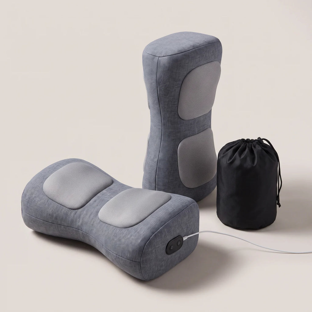Two Mantle SpineReset pillows with carry pouch