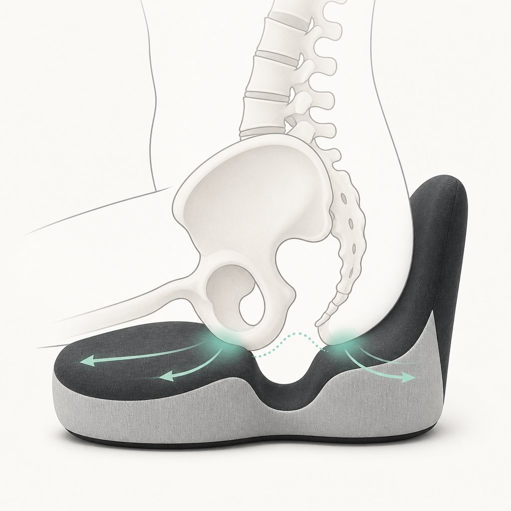 Perch coccyx-cutout seat cushion